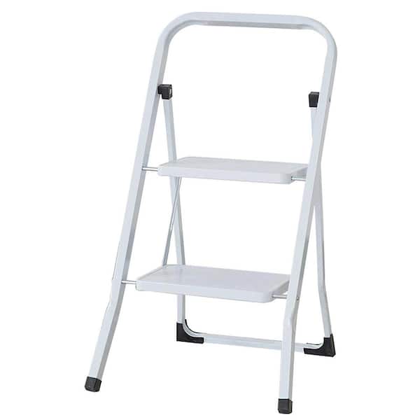 Amucolo 2.5 ft. Steel Folding Portable 2 Step Ladder Step Stool with 330 lbs. Capacity