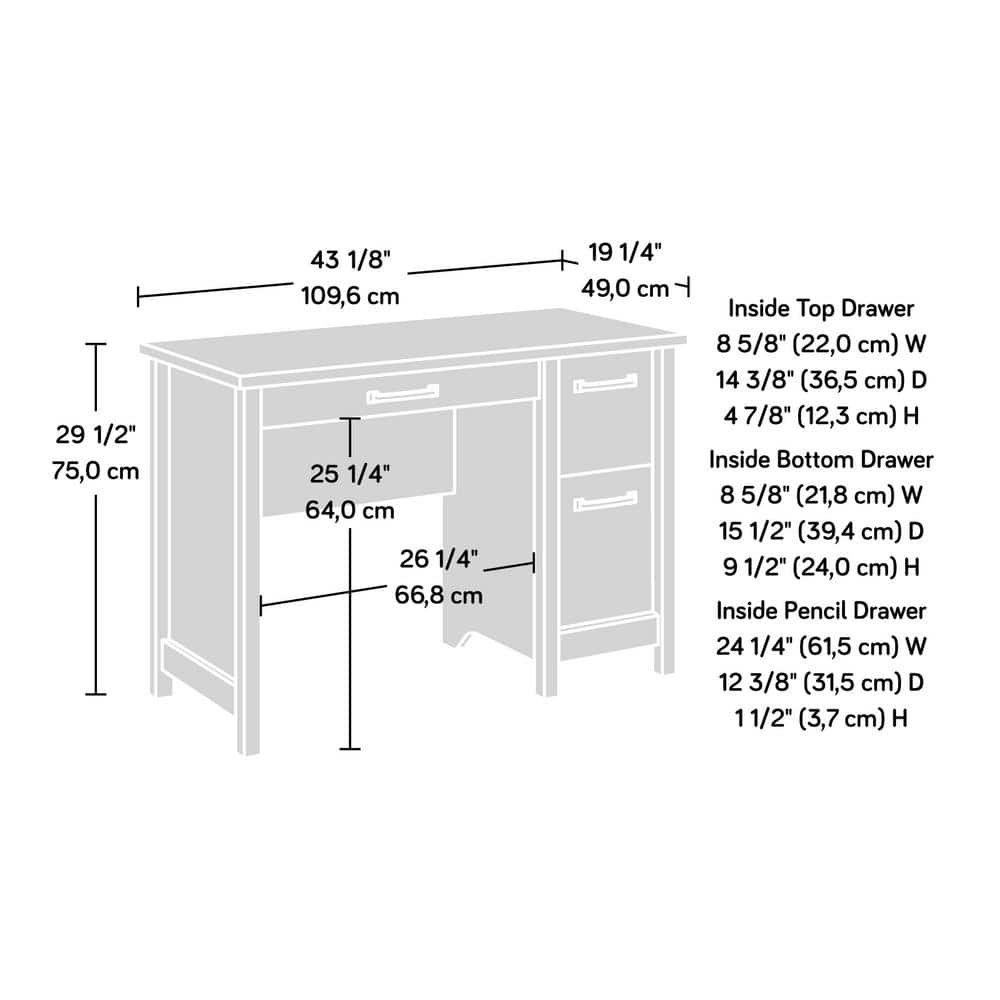 Rustic-Inspired Lintel Oak Finish Writing Desk with Drawer and Filing Cabinet