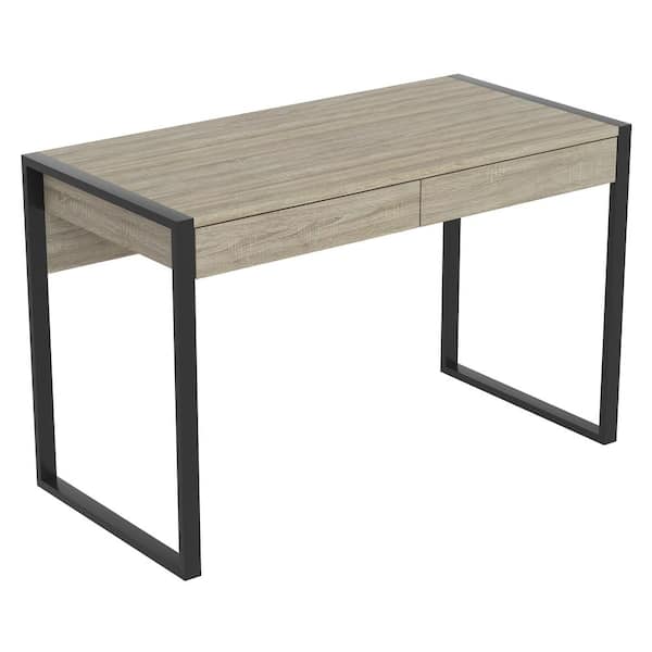 Safdie & Co. Computer Desk 47L Dark Taupe 2-Drawers Black Metal