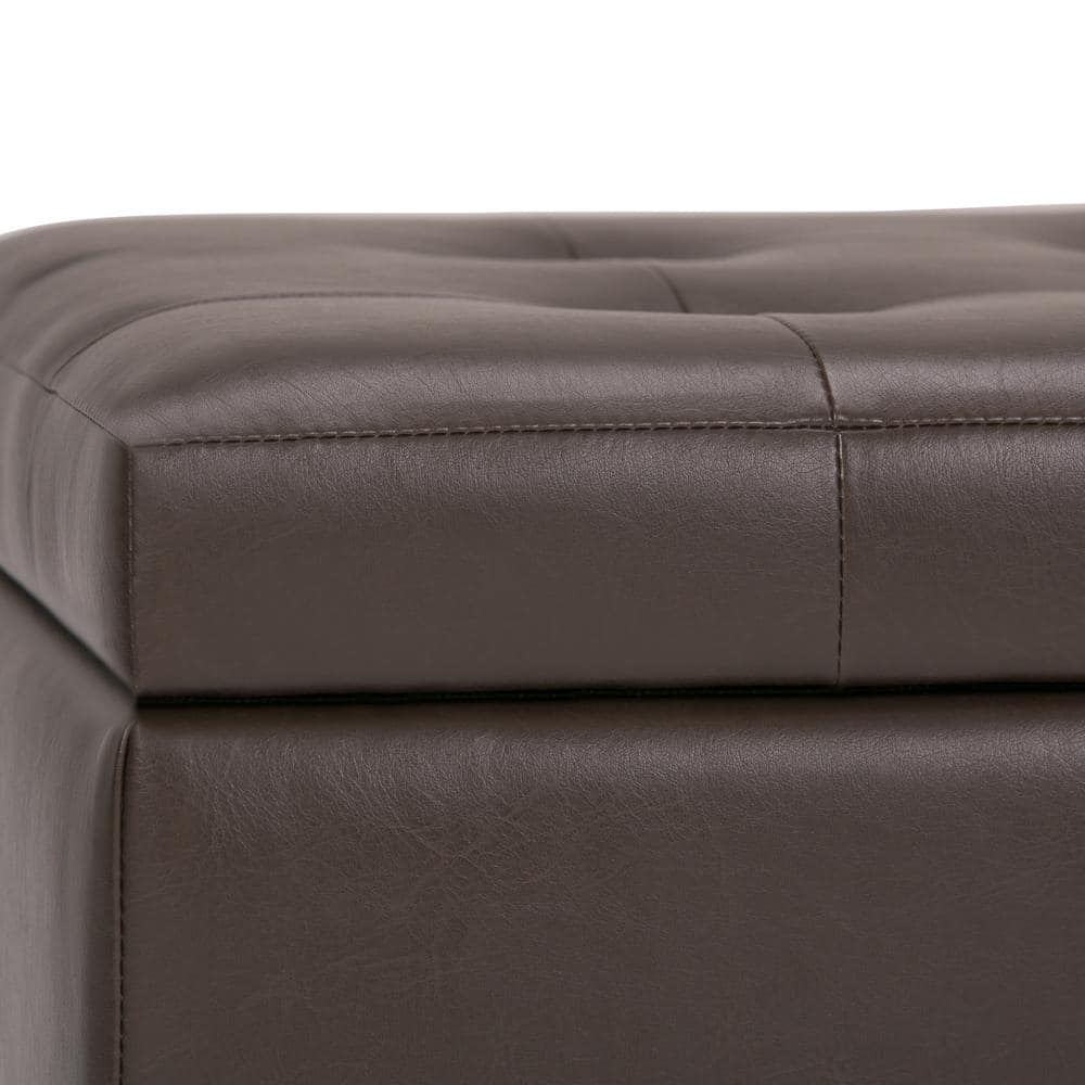 Cosmopolitan Chocolate Brown Tufted Faux Leather Storage Ottoman