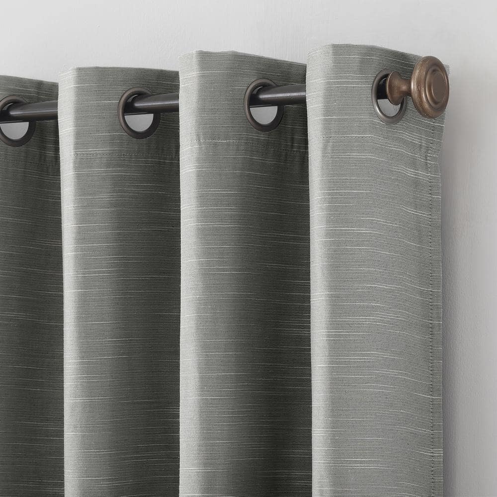 Gray Linen Blend Blackout Grommet Top Curtain Panel, 50" x 63"
