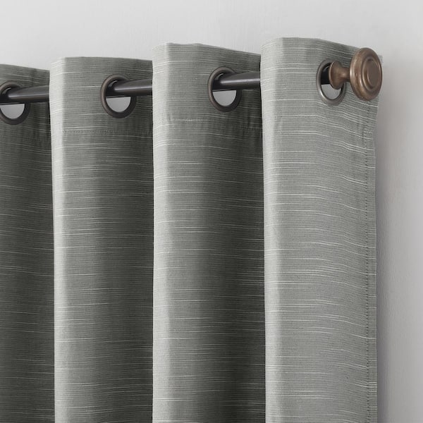 Sun Zero Gelso Textured Linen Polyester Blend Gray 50 in. W x 96