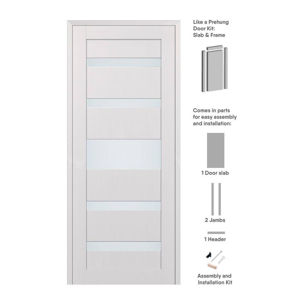 Belldinni Gina 18 in. x 80 in. Left-Hand 5-Lite Frosted Glass