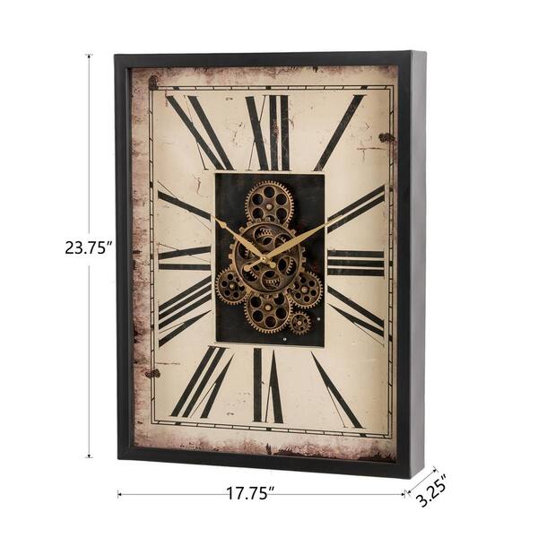 Square Shabby Chic French Vintage White Glass Wall Clock Paris Roman Numerals 