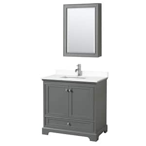 Deborah 36"W x 22"D Single Vanity in Dark Gray w/ Cultured Marble Vanity Top in White w/ Basin & Med Cab