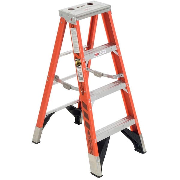Werner 4 ft. Fiberglass Step Ladder with 375 lb. Load Capacity Type IAA Duty Rating