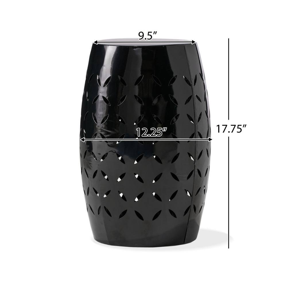 Lilac Dione Chic Barrel Black Iron 12-inch Outdoor Side Table