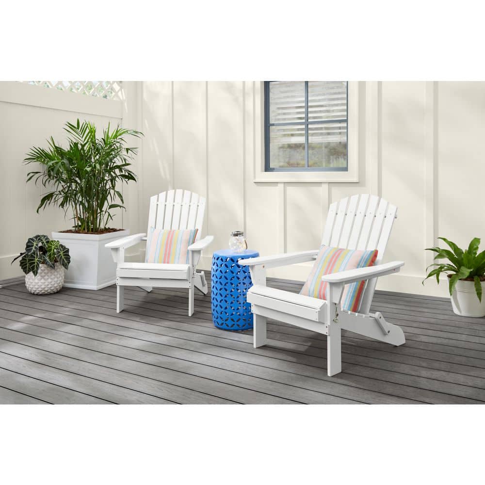 Hampton Bay White Folding Acacia Adirondack Chair FRN-802730-W