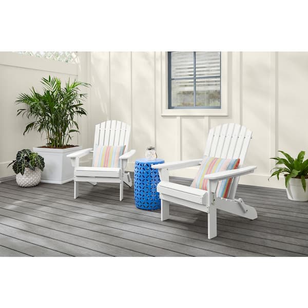 White Folding Acacia Adirondack Chair