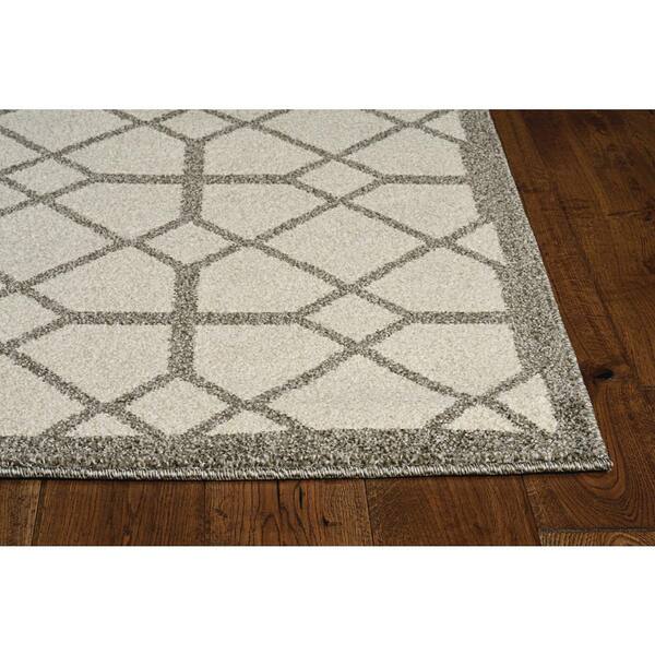 Nova Ivory/Gray 5 ft. x 8 ft. Trellis FarmHouse Outdoor Rug Area Rug