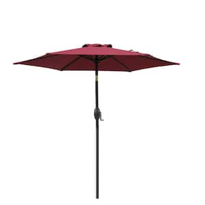 7.5 ft. Aluminum Market Patio Umbrella with Push Button Tilt and Crank in Red