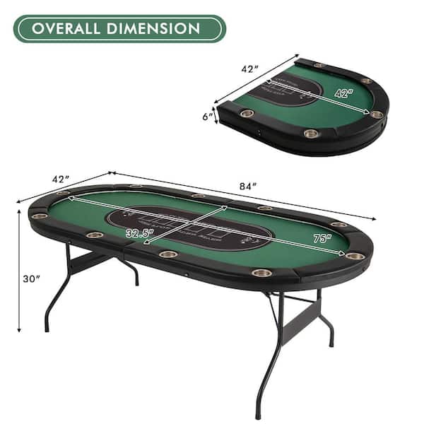 Costway Casino Texas Holdem Foldable 10 Player Poker Table with