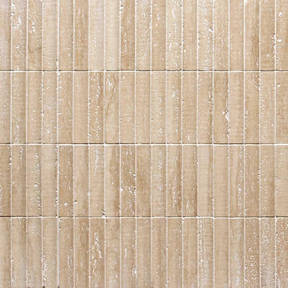 12.52" x 11.89" Honed Travertino Marble Mosaic Tile