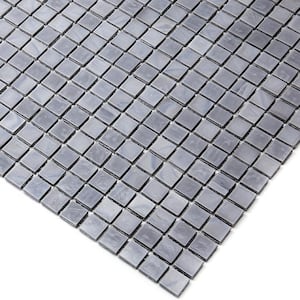 Skosh Glossy Metal Gray 11.6 in. x 11.6 in. Glass Mosaic Wall and Floor Tile (18.69 sq. ft./case) (20-pack)