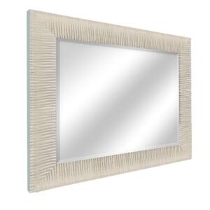 Oversized Rectangle Ivory W/ Shiny Silver Beveled Glass Contemporary Mirror (65.5 in. H x 31.5 in. W)