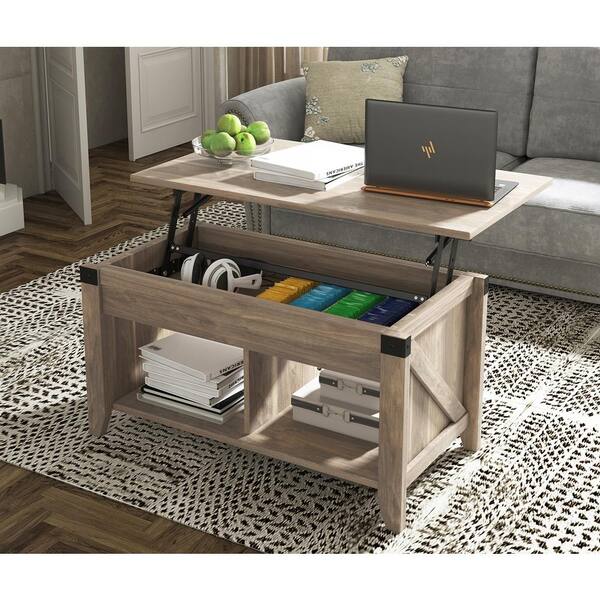 Solid Wood Lift Top Coffee Table with Drawers and Hidden Storage Compa –  SPS FURNTIURE