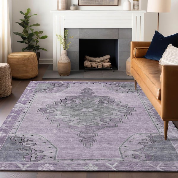 Chantille Machine Washable Indoor/Outdoor Abstract ACN1731 Plum 9 ft. x 12 ft. Area Rug
