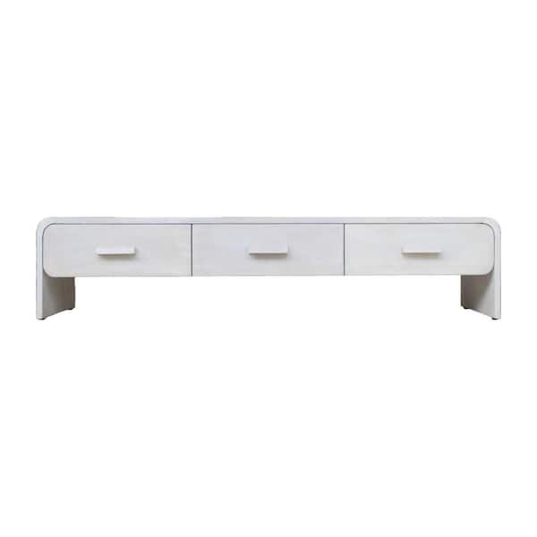 71 in. White Rectangle Jamun Wood Console Table with 3 Drawers