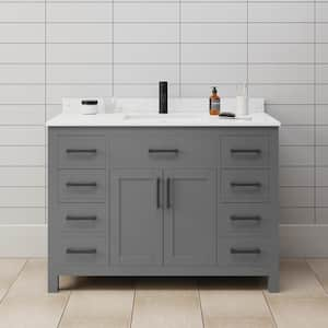 Beckett 48 in. W x 22 in. D x 35 in. H Single Sink Bathroom Vanity in Dark Gray with Carrara Cultured Marble Top