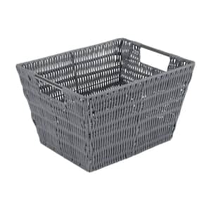 8 in. x 10 in. Gray Medium Rattan Storage Tote Basket