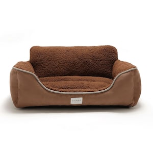Washable Large Brown Dog Bed With Bloster