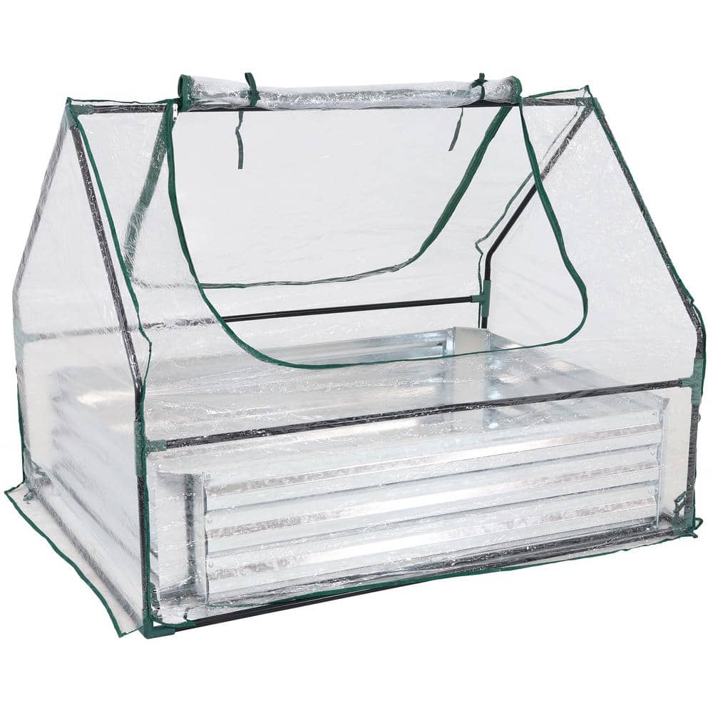Clear PVC and Galvanized Steel Raised Garden Bed with Cover