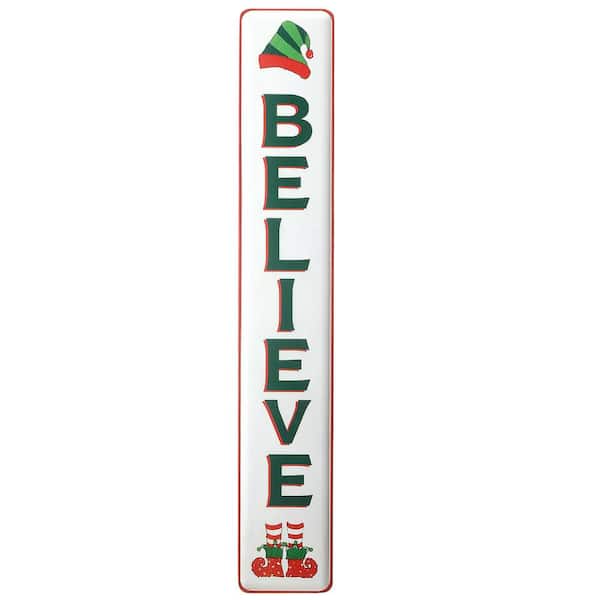 National Tree Company 47 in. Believe Vertical Holiday Wall Sign
