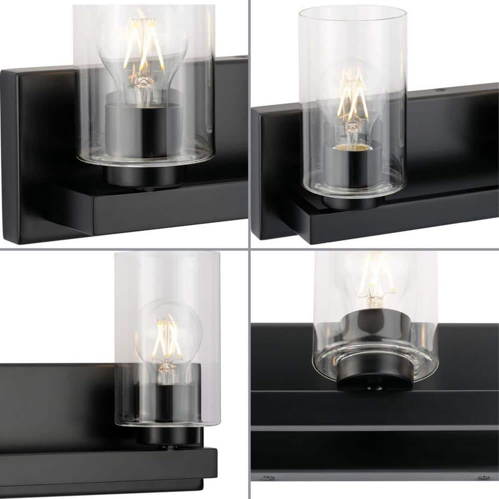 Goodwin 21'' Matte Black Steel Vanity Light with Clear Glass Shades