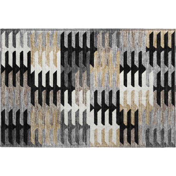 Mayfield Premium Machine Washable Abstract AMF2328 Black 3 ft. x 4 ft. Area Rug