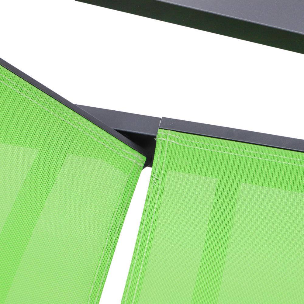Green Aluminum Patio Chaise Lounge Chair with Armrests