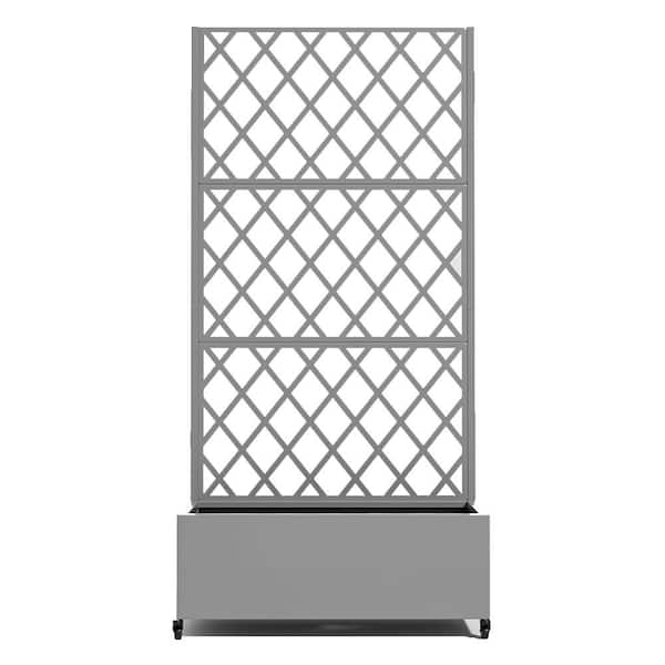 70.9 in. x 35 in. x 16 in. Metal Rectangular Planter Box With Climbing Frame Gray