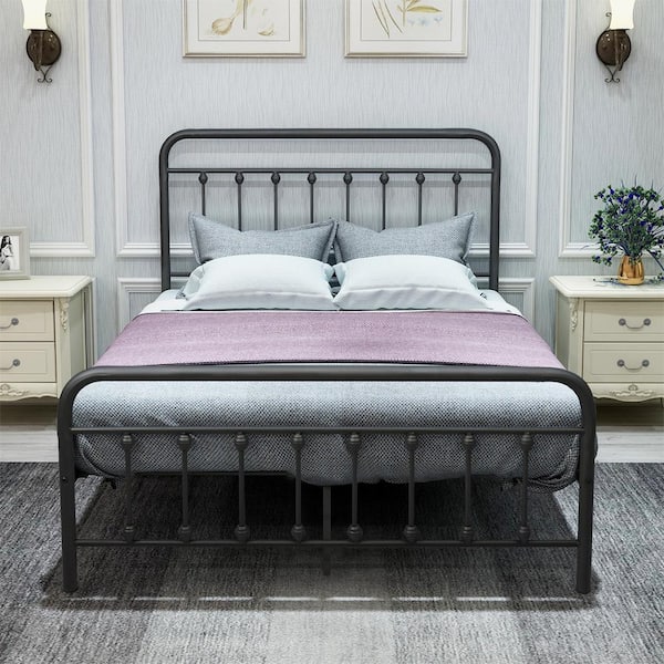 Farmhouse Black Metal Full Bed Vintage 