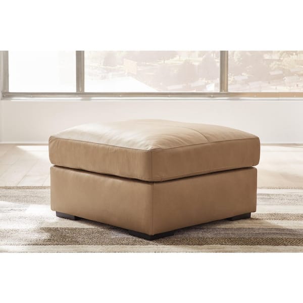 Bandon Brown Leather Square Cocktail Medium Ottoman