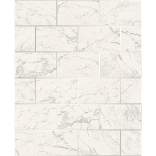 Crown Mirren Off-White Marble Subway Tile Paper Peelable Roll (Covers 56.4 sq. ft.)
