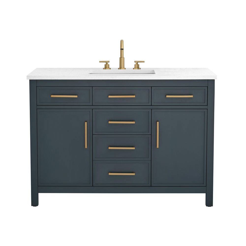 Cooper 48 in. W Bath Vanity in Vintage Blue with Engineered Stone Top in Ariston White with White Sink price history on PriceWatchPro
