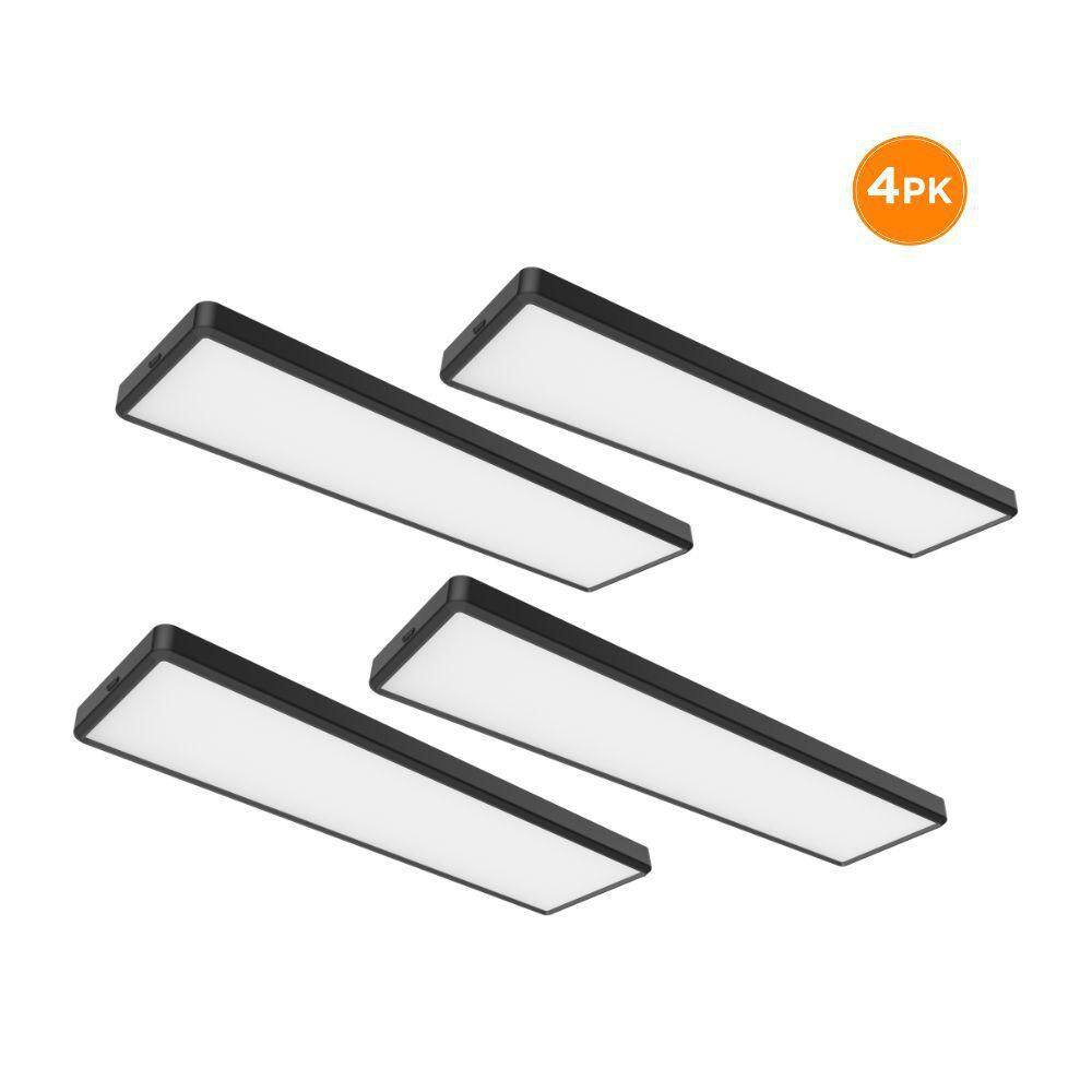 4-Pack RUNDEN 4 ft. x 12 in. LED Flush Mount Ceiling Light, 4700LM, 55W, Selectable 3000K 4000K 5000K, Dimmable, Black price history on PriceWatchPro