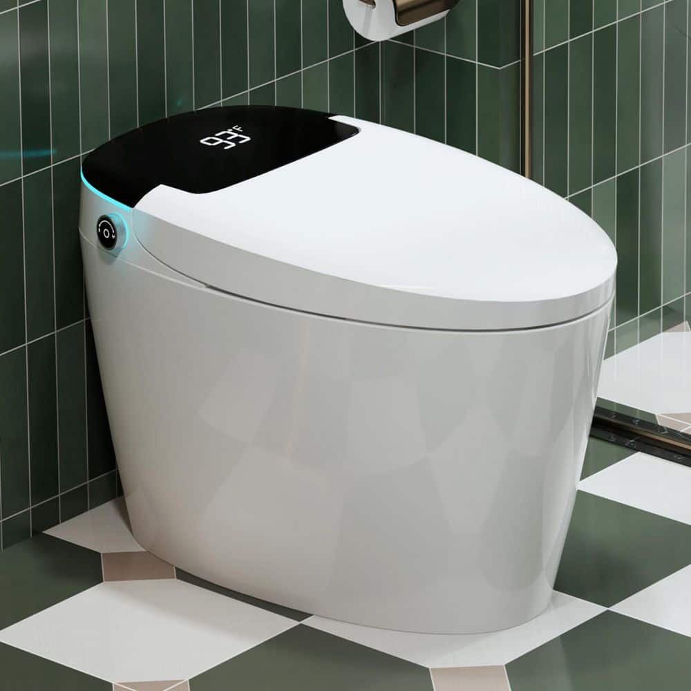 Smart Toilet with Tank Elongated 1.28 GPF Bidet Toilet with Heated Seat Auto Flush Foot Sensor Operation in White price history on PriceWatchPro