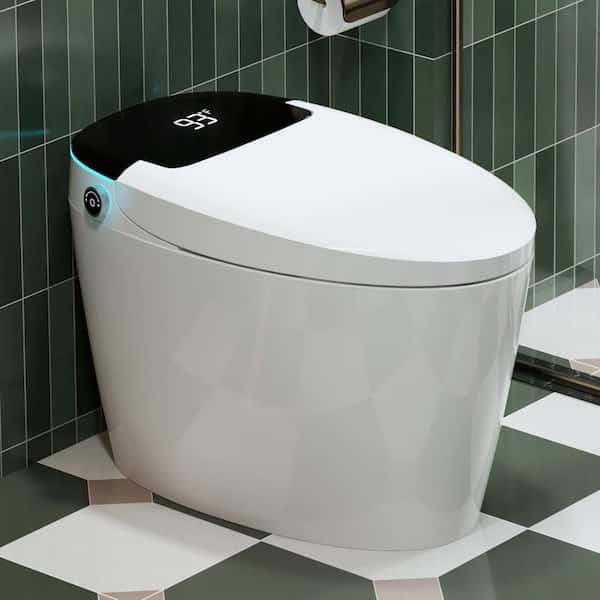 YULIKA Smart Toilet with Tank Elongated 1.28 GPF Bidet Toilet with Heated Seat Auto Flush Foot Sensor Operation in White