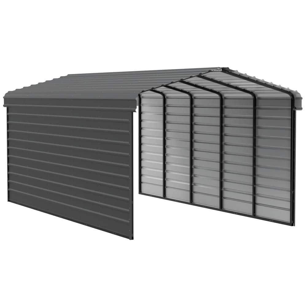 12' x 24' Charcoal Steel Carport Kit with Enclosure
