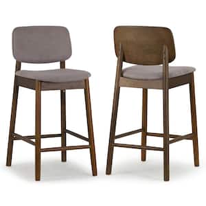 Azura 26 in. Gray Wooden Counter Stool with Fabric Seat 2 Set of Included