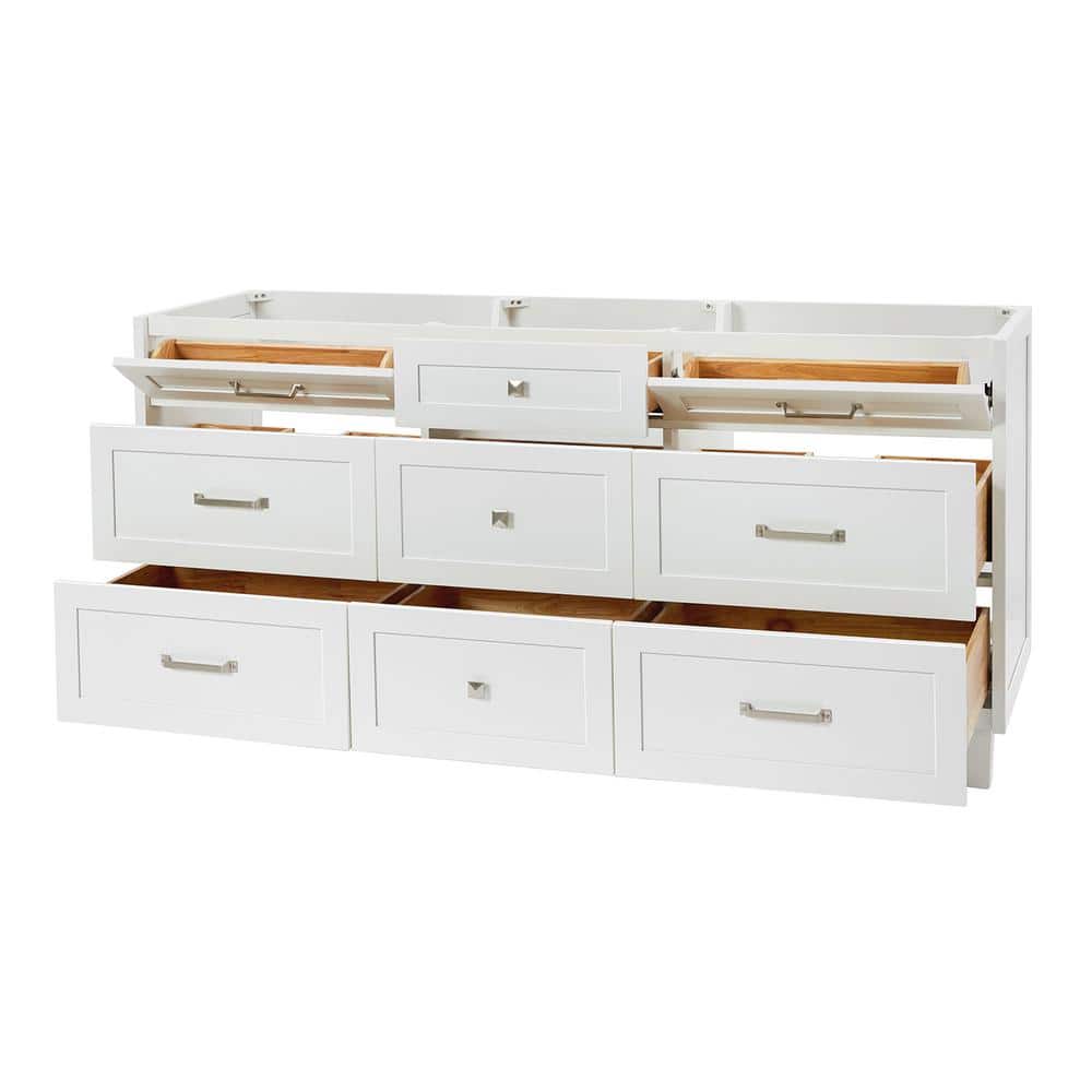 Monroe 72" White Solid Wood Double Freestanding Bathroom Vanity