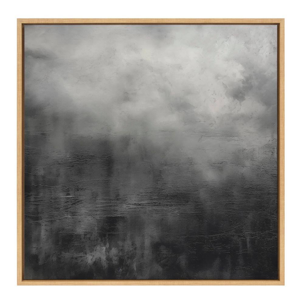 Tonal Abstract Black and Gray Framed Canvas Art, 30x30
