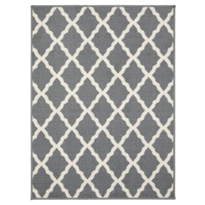 Beverly Rug Indoor Bordered Area Rugs, Non Slip Rubber Backing Modern Living Room Area Rug, Gray, 2x5, Size: 2'x5' Runner