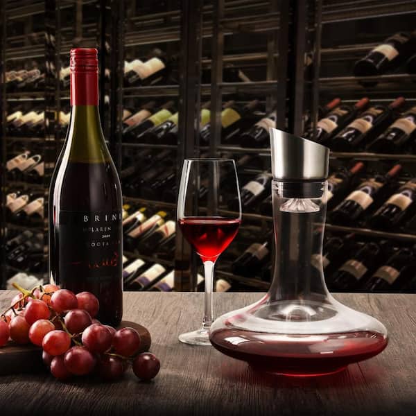 Esepony Crystal Glass Wine Decanter and Carafe with Built-in