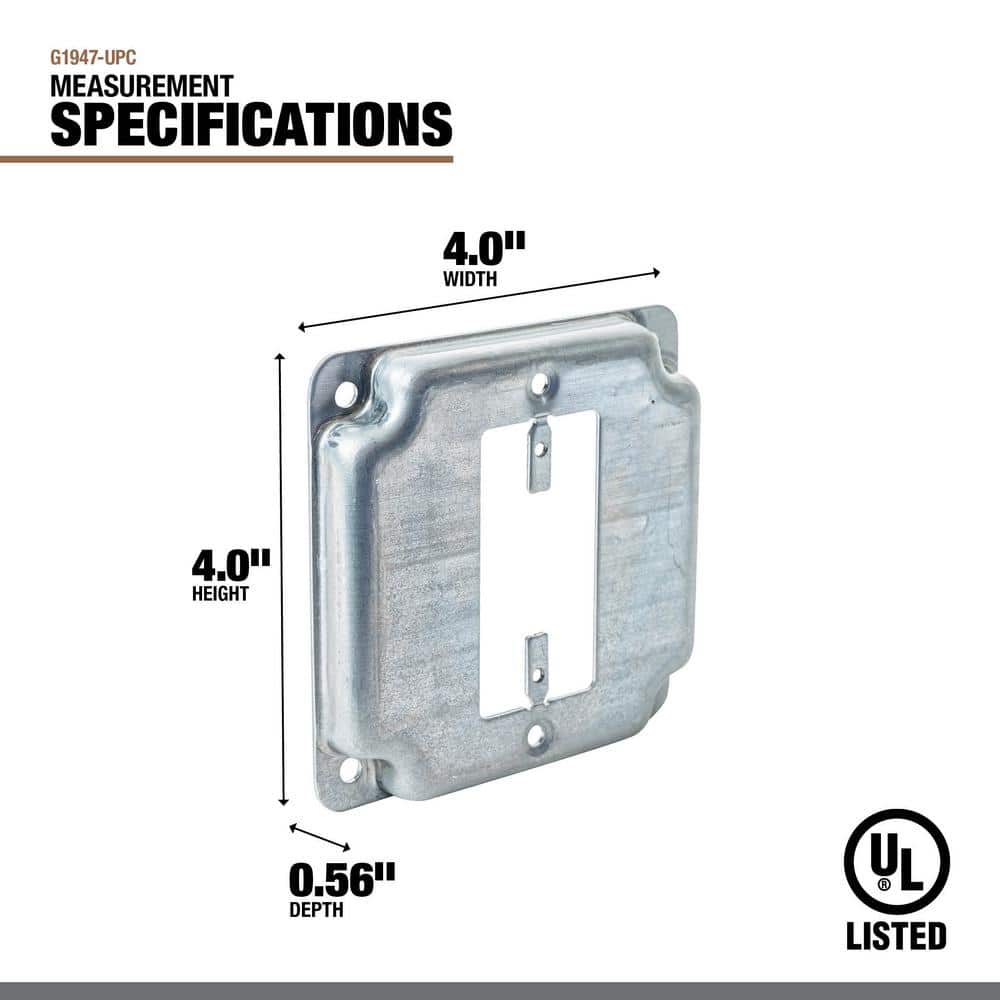 Southwire Square Steel 1-Gang Industrial Surface Cover