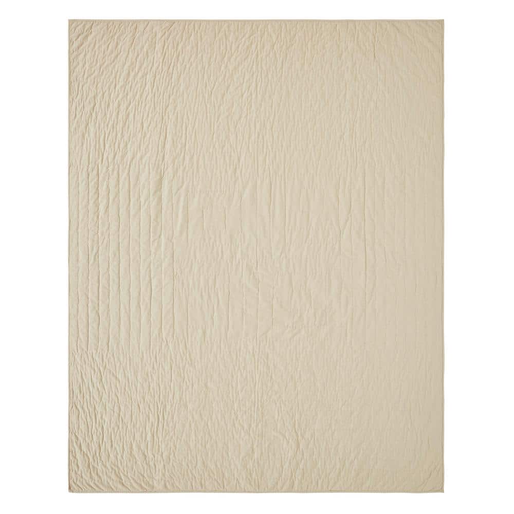 Navy and Khaki Cotton Twin Reversible Quilt