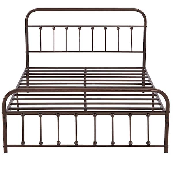 VECELO Victorian Bed Frame Bronze Purple, Heavy Duty Metal