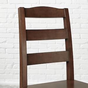 Walnut Brown Finish Dining Chair with Ladder Back (Set of 2)