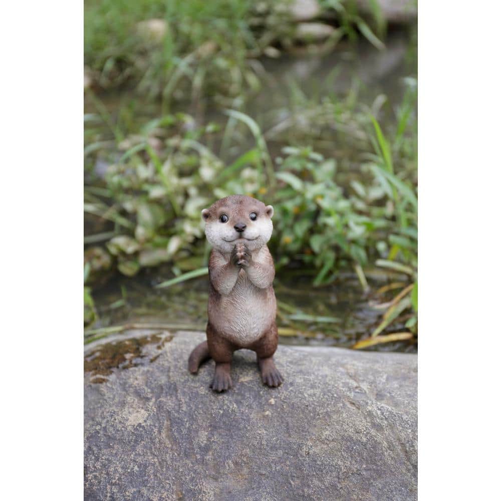 Charming Brown Polyresin Praying Otter Garden Statue