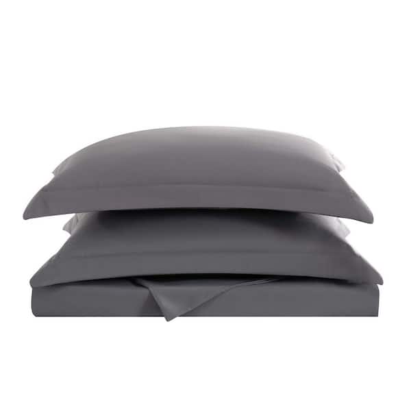 Everyday 4 Piece King Removeable Cover Microfiber Comforter Set in Grey